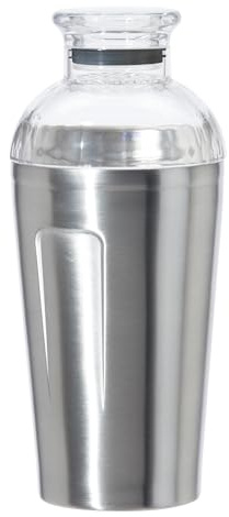 OGGI Groove Insulated Cocktail Shaker-17oz Double Wall Vacuum Insulated Stainless Steel, Tritan Lid has Built In Strainer, Ideal Cocktail Mixer, Martini Shaker, Margarita Shaker, Stainless