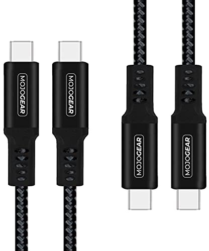 MOJOGEAR 2x Cavo USB-C a USB-C 100 Watt - USB 3.1 Extra Forte - Caricabatterie rapido compatibile con smartphone/telefoni/iPhone 15, iPhone 16 / iPad Pro - 1,5 metri - Nero [DUOPACK]
