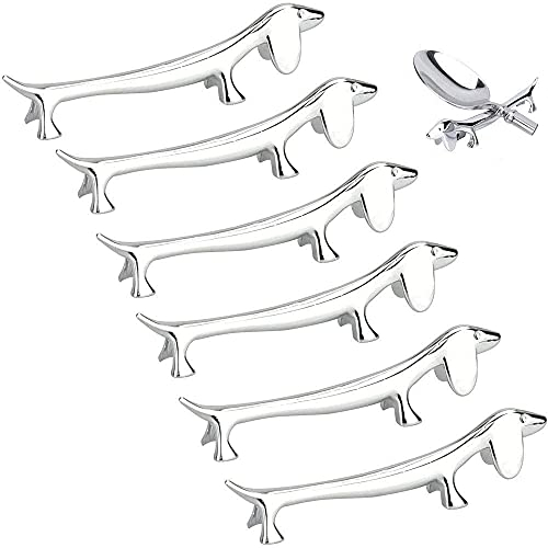 ASDUU Support Ustensile Couverts, Petit Chien Baguettes Support, 6 Pcs Baguettes Reste, Teckel Couteau Repose en Alliage De Zinc Fourchette Cuillère Support Vaisselle, Table À Manger Outil