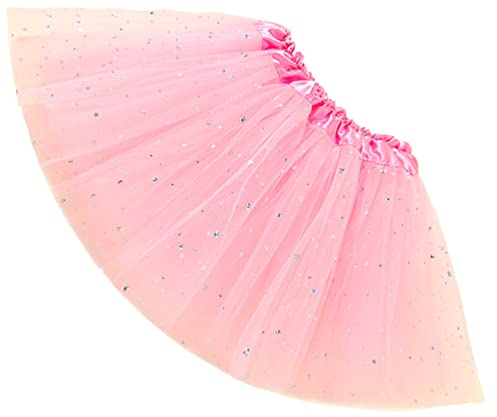 Ugitopi Damen Erwachsene Glitzernder Elastischer 4-lagiger Tüll Tutu Rock