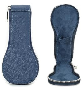 Hiram 1 custodia per orologio, in vera pelle Saffiano, portatile, con cerniera, organizer protettivo (blu)