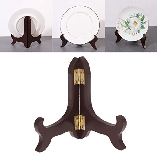 Veemoon Wooden Plate Holder Display Stand Tea Cake Rack Wooden Easel Plate Display Stand for Shop Serving Platters Tiered Tray