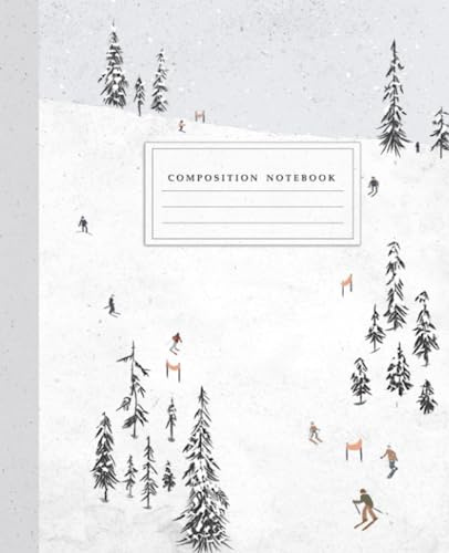 Composition Notebook: Ski and Winter Themed Watercolor Illustration, Journal For Student, College, School, Journaling | College Ruled