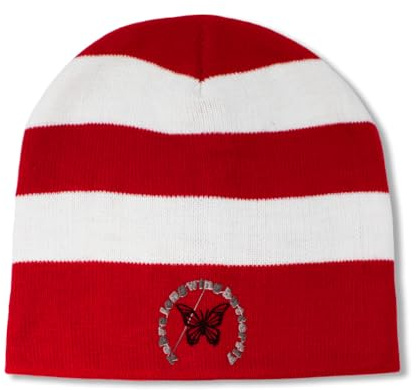 Christmas Beanie for Men & Women Zebra Longwing Butterfly Holiday Hats Acrylic 1 Size Red Design Only