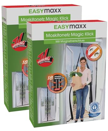 EASYmaxx Mosquitera para Puerta con Cierre magnético, 90 x 210 cm, Ideal para Puerta de balcón, sótano y terraza, Montaje fácil sin taladrar ni Tornillos, protección contra Insectos Recortable [2