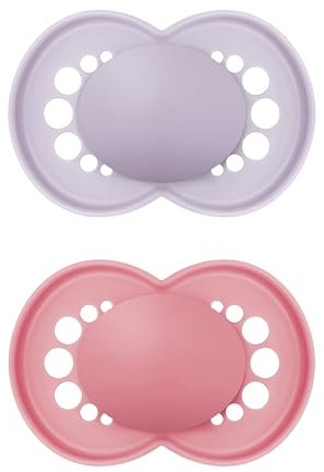MAM Original Soothers | 6-18 Months | 2 Pack | Comes in Dummy Steriliser Case | Orthodontic Design | Baby Accessories | Pink (Various Designs)