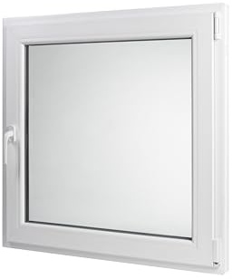 Kunststoff Fenster Dreh/Kipp 90 cm x 90 cm Anschlagrichtung Rechts inklusive Fenstergriff