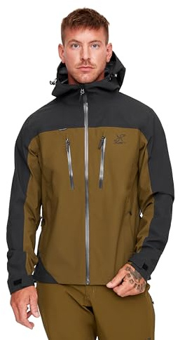 RevolutionRace Silence Proshell 3L Jacket para Hombre, Chaqueta Impermeable Al Aire Libre, Dark Olive/Moonless Night 3.0, M