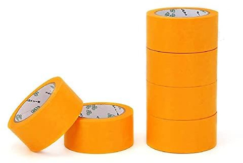 MorNon 6 Rollen Goldband 50mm x 50m Klebeband Set Entfernbar Abdeckband Maler Rückstandfrei für Automotive Dekoration Malerarbeiten ohne Lösungsmittel Soft Tape