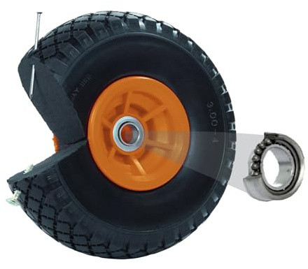 TRUTZHOLM Sackkarrenrad 260x85mm Vollgummi 3.00-4 PU Ersatzrad für Sackkarre mit Kunststofffelge (Orange, versetzte 60 mm Nabe)