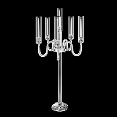 Acryl-Kandelaber-Mittelstücke für Tische, 95 cm hoch, 6-armig, Acryl-Kerzenhalter für konische LED-Kerzen, transparenter Kerzenhalter für Hochzeit, Tafelaufsatz, Dekoration, Party, Event, Empfang,