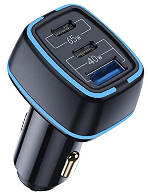 USB typ C billaddare PD 65 W snabbladdningsadapter LED-tändare 3 portar adapter för smartphone bärbar dator