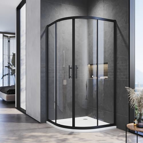 ELEGANT 900 x 900 mm Black Quadrant Shower Enclosure Cubicle Sliding Door