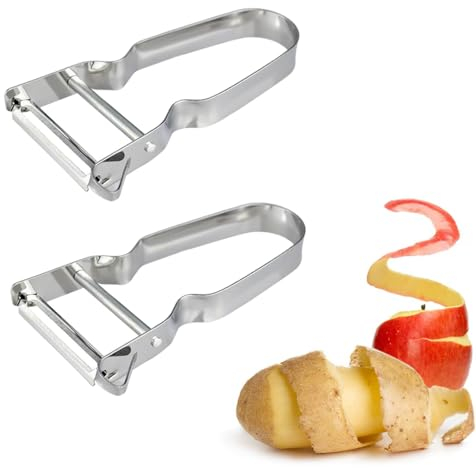 2 peladores para verduras, pelador de verduras y espárragos,11,3 cm x 6,7 cm,pelador en forma de u, ahorro de verduras, apto para lavavajillas