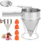 Distributeur de pâte à crêpes - 1200 ml - En acier inoxydable - Avec couvercle et 4 buses de rechange - Entonnoir avec support - Entonnoir à piston - Ustensile de cuisine