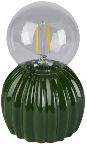 Atmosphera - Lampada da tavolo a LED Cactos verde, altezza 15,2 cm, piede in ceramica, design cactus, lampada ausiliaria per camera da letto, soggiorno, ufficio
