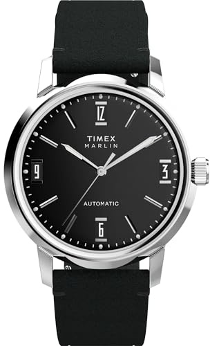 Timex Men's Marlin Automatic 40mm Watch - Black Strap Black Dial Stainless Steel Case