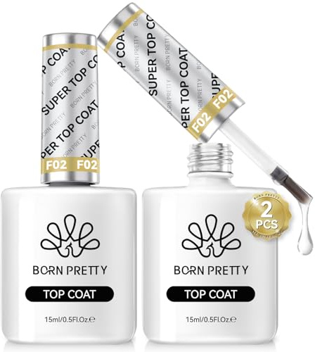 Born Pretty No Wipe Super Top Coat Gel U V 2X15ML - Clear Top U V Nagellack Shiny Lang Anhaltendes Überlack Soak-Off U V/LED Nagellack Gel Geschenk für Nagelstudio DIY Home