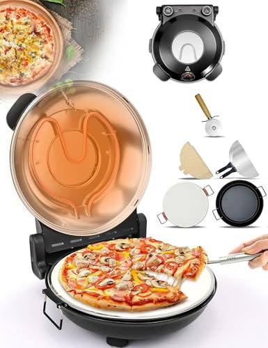 Forno Elettrico per Pizza da Appoggio, Forno per Pizza da 1200 W da 12 Pollici con Pietra per Pizza E Griglia, Finestra in Vetro, Riscalda Fino A 420 ℃, Controllo della Temperatura