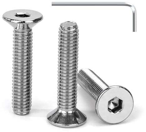 Tunejoy Tornillo Avellanado M6 x 30 mm Tornillos de Cabeza Avellanada Hexagonal de Acero Inoxidable A2 V2A Norma DIN 7991 con llave Allen Rosca Completa 30 piezas