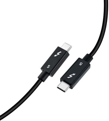 Mcbazel Cavo Thunderbolt 5 con 80Gbps Trasferimento dei Dati, 120 Gbps Larghezza di Banda e Ricarica da 240W, Supporto 6K/8K, Compatibile con Thunderbolt 3 e 4, USB 4 e USB-C, 1M