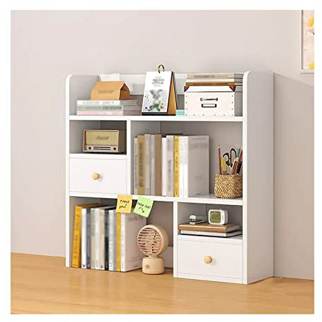 ZENY896V Büroschrank Holz-Desktop-Regal, Organizer, Büro, Wohnheim, Schreibtisch, Bücherregal, Aufbewahrung, Präsentationsständer, weiß Modernes Büromöbel(L83*D17*H80cm)