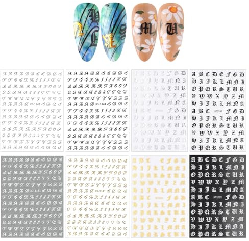 Adesivi Per Unghie A 8 Lettere, Adesivi Per Decorazioni Per Unghie, Materiali Per Nail Art Fai-Da-Te, Adesivi Per Unghie Autoadesivi, Adesivi Per Unghie Retrò.