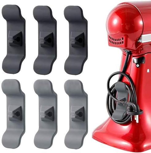 Siaomo Cord Organiser for Kitchen Appliances 6 Pack Cable Tidy Organiser Holder (3 Gray & 3 Black)