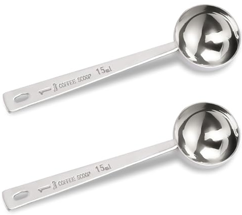2PCS 1 Tablespoon Scoops with Long Handle,Measuring Protein Scoop,Protein Scoop,Table Spoon Scoop,Stainless Steel Coffee Measuring Spoon,Measuring Tablespoon for Coffee Milk Fruit(15ML)