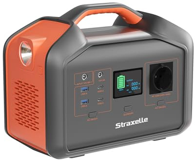 Straxelle Portable Generators 700W(Peak 1000W) Tragbare Power station C519.48Wh MPPT Solar Generator Batterie, 150W Schnellladeleistung LCD-Anzeige Für Camping,Draußen,Reisen,Notfälle,Unterwegs