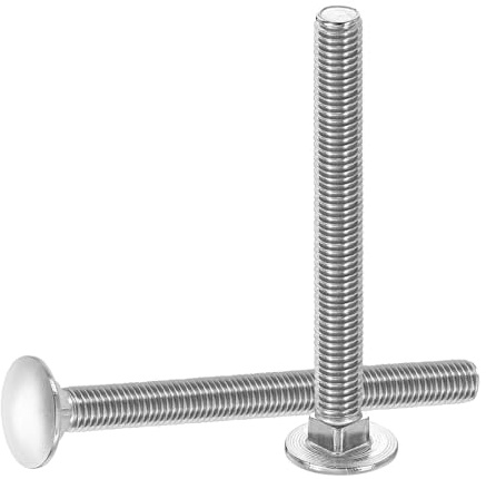 sourcing map 5Pcs Carriage Bolts, M10 x 100mm Stainless Steel 18-8 (304) Round Head Square Neck Screws Bolt Screw for Fastening Accessories - Silver