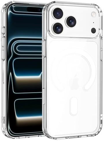 Exsight Magnetic Case for iPhone 17 Pro Max, Clear Phone Cases Compatible with MagSafe, Military Grade Airbag Drop Protection, Anti-Yellowing, Anti-Scratch, Shockproof Cell Phone Cover, Transparent