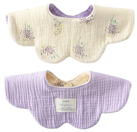 Avejjbaey Doppelzweck Sabbert Lätzchen Baumwolle Absorption Speichelhandtuch Atmungsaktives Baby Pflege Bib Blumenmuster 360 Grad Wrap Weiche Neckerchief