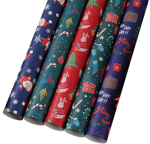 kaiop Weihnachtspapier,Weihnachts-Geschenkpapier-Set,Schneeflocken-Geschenkpapier - Weihnachts-Geschenkpapierbögen, Elch-Geschenkpapier zum Verpacken von Kunsthandwerk und Dekorationen