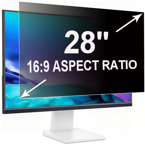 ruord Privacy Screen for 28 Inch 16:9 (62.1x34.2cm) computer Monitor - Blue Light Filter & Anti-Glare, Removable Screen Privacy Shield | PC Protector Film for flat and curved screens