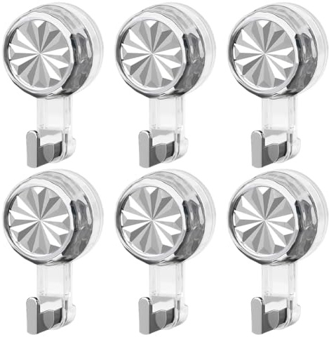 EUBSWA Ganci Adesivi a ventosa senza foratura, Confezione da 6 appendiabiti da parete extra forti (max 10 kg) riutilizzabili con ganci per bagno, cucina, finestre, vetro, piastrelle