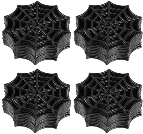 GARVALON Telarañas de Plástico Negras para Halloween 200 Piezas Decoraciones Espeluznantes para Interiores y Exteriores Accesorios Reutilizables para Fiesta y Decoración Temática de