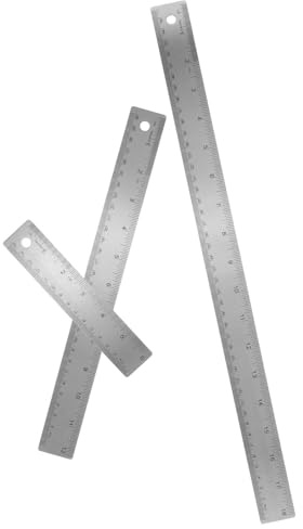 Ipetboom Set 3 Righelli in Acciaio Inox con Supporto in Sughero Righello Millimetrato Doppia Scala da 6-12-18 Pollici per Disegno Tecnico Ingegneria e Uso Scolastico Strumenti di Misura