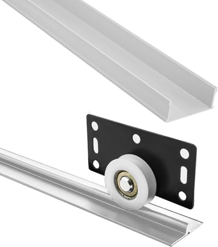 Kit de quincaillerie pour porte coulissante – Canal en U en aluminium pour un fonctionnement fluide dans les fenêtres, armoires et affichages