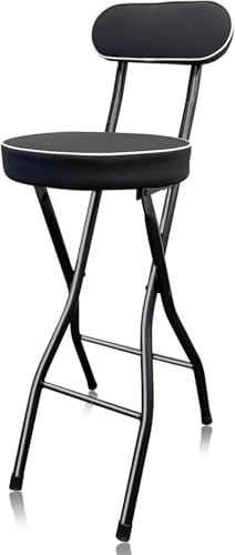 Sgabello da bar pieghevole con schienale e poggiapiedi, sedia da cucina rotonda, imbottita, pieghevole, altezza 70 cm, ideale per pub e bistrot