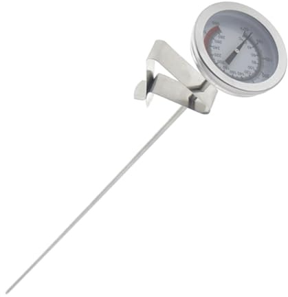 HOODANCOS Termometro per Olio da Cucina in Acciaio Inox con Clip, Termometro per Friggitrice e Barbecue, Strumento di Misurazione Temperatura per Padelle Domestiche e Uso in Cucina