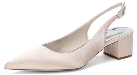 Sandalia De Vestir para Mujer Clásicos De Punta Puntiaguda Destalonado Zapatos De Novia Tacón Ancho 4.5CM