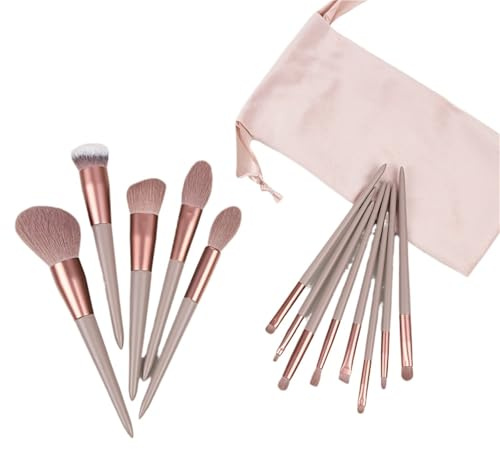 Makeupborstset 13 st sminkborstar, hår, ögonskugga, foundationsmink, komplett med skönhetsverktyg (kaffe)
