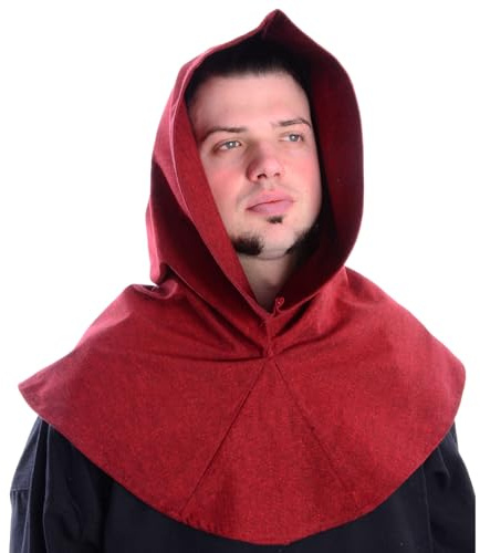 HEMAD Mittelalter Kapuze 100% Baumwolle Einfarbig Modell: Elegast, Rot