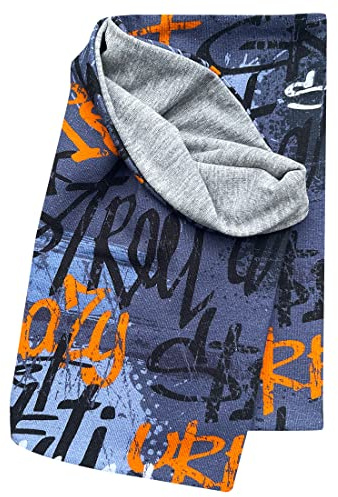 Wollhuhn Öko Jungen/Mädchen Leichter Lockerer Schlupfschal/Halstuch/Loop Baumwolle Zwei Lagen Jersey Übergangszeiten/Sommer 32132220 (Skater Grau/Orange)