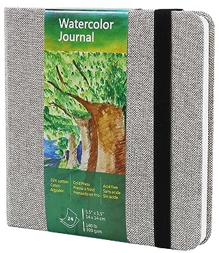 tumuarta Quadratisches Aquarell-Skizzenbuch, 63,5 kg, 300 g/m², Baumwollpapier, Kaltpresse, 48 Seiten, gebunden, Aquarell-Papierblock für den Einsatz als Reisetagebuch und gemischte Medienblock (grau,