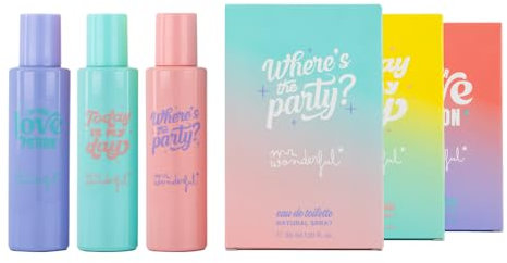MR WONDERFUL - Colonias Mujer I'm Your Love Potion + Where's The Party + Today Is My Day, Pack de 3 x 30 ml, Perfume Mujer, Eau de Toilette Natural y Femenina, Fragancia Fresca y de Larga Duración
