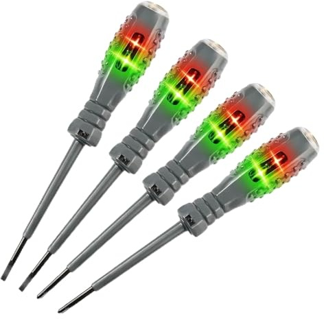 4-Piece 2-in-1 Electrical Tester Screwdriver Set - Non-Contact Voltage Tester Pen, High Torque Magnetic Screwdriver for AC/DC Circuit Detection, Flathead & Crosshead with LED Light