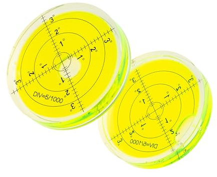 Jeu de fioles rondes, 2 pièces, avec Ø 66 mm de diamètre, niveau à bulle avec inscription, niveau à eau, nivellement circulaire, pour caravane, appareil photo, bricolage