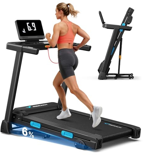 MERACH Cinta de Correr Plegable, 6% Cinta de Correr con Inclinación, 0.8-12km/H Caminadora Electrica para Casa, 2.5HP Walking Pad, Cinta de Andar para Plegable Casa y Oficina, App, Pantalla LED